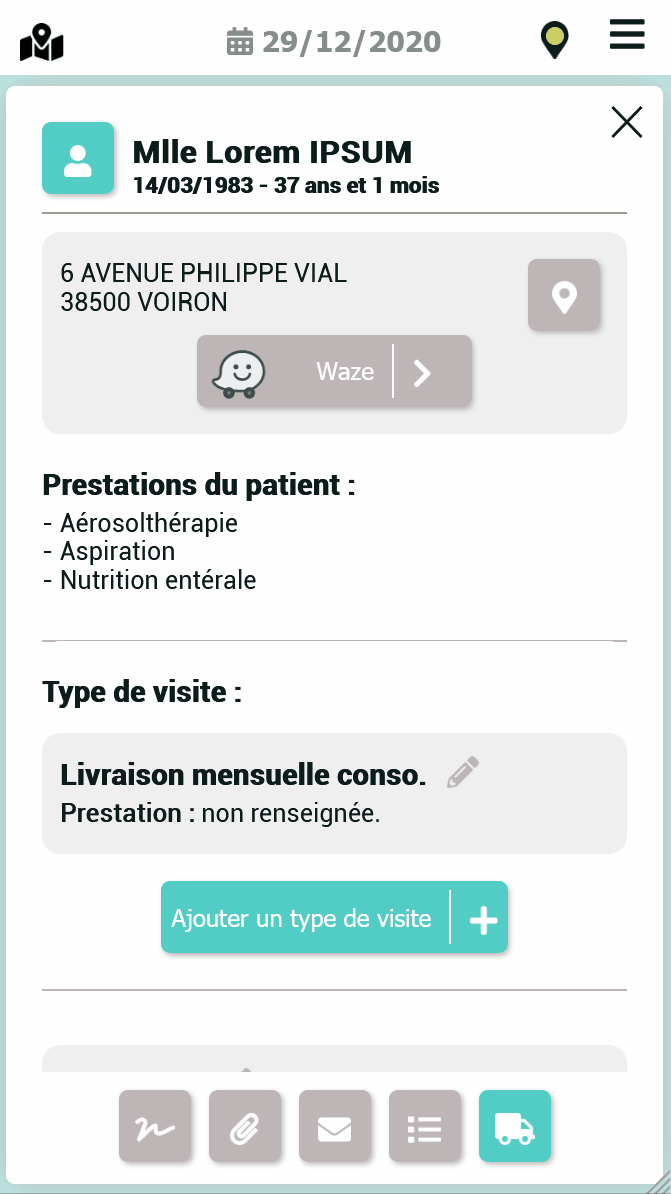 Mise à jour les coordonnées GPS du patient depuis une visite
