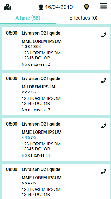 Informations de la tournée