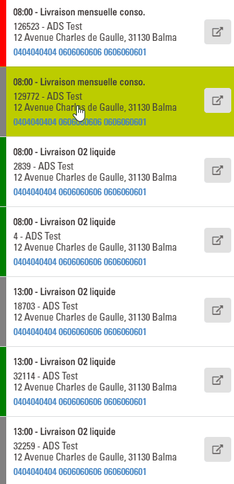 Planning des rendez-vous de la journée